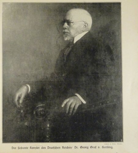 1917 - alter Druck - Der siebente Kanzler des Deutschen Reiches Dr. Georg Graf v. Hertling